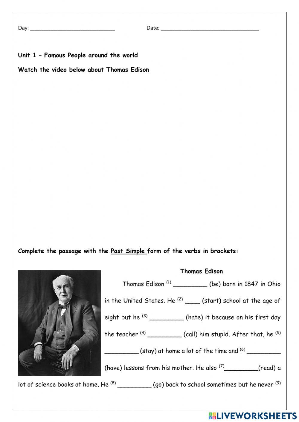 Famous People Around the World - Thomas Edison