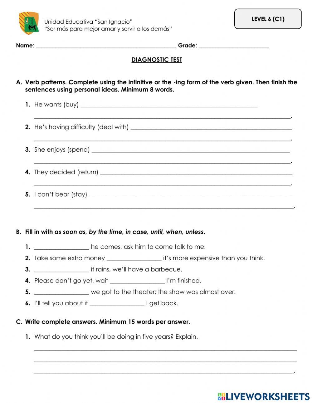 Diagnostic test level 6