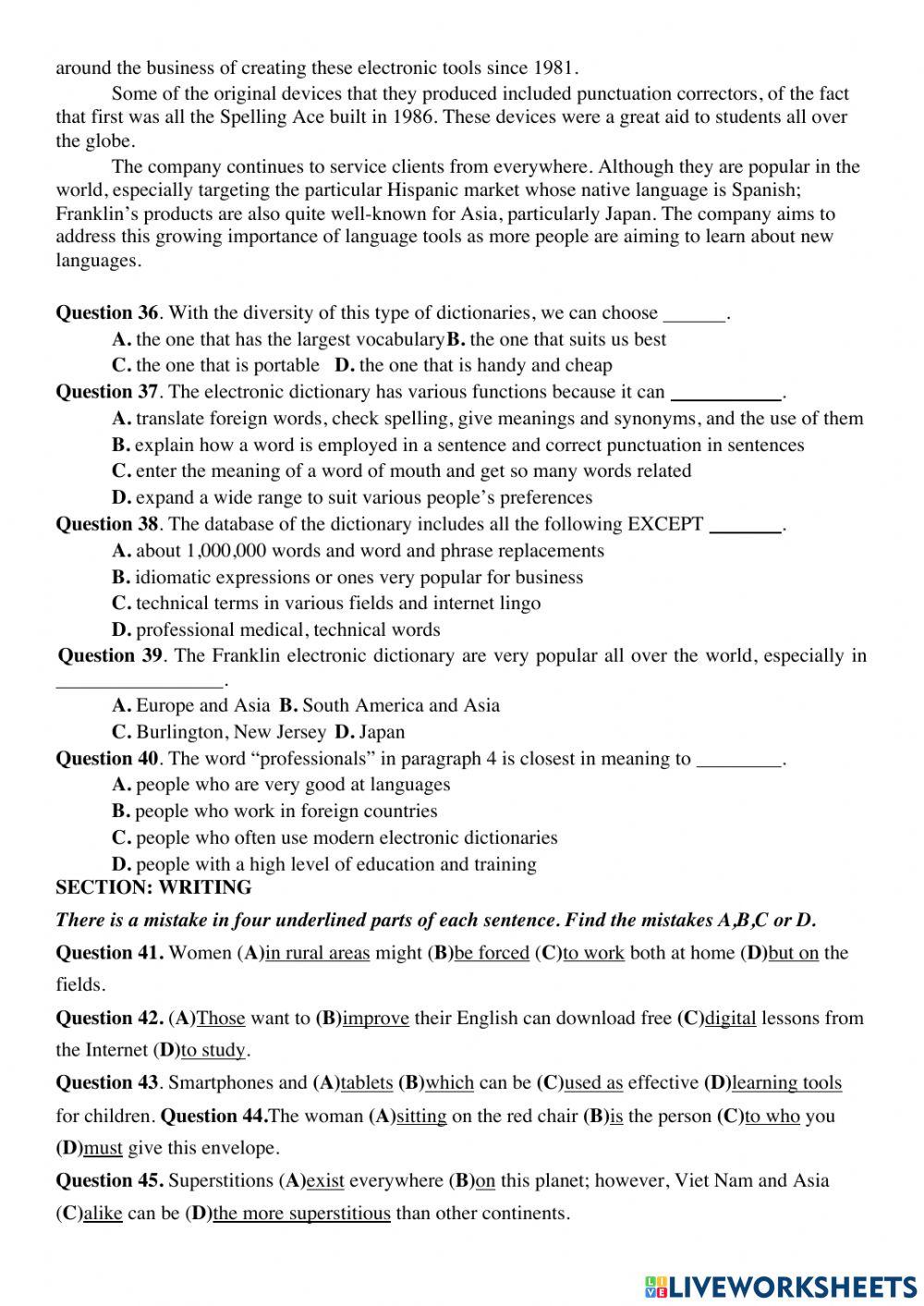 Ample test for the second - mid term test – grade 10 (n05)