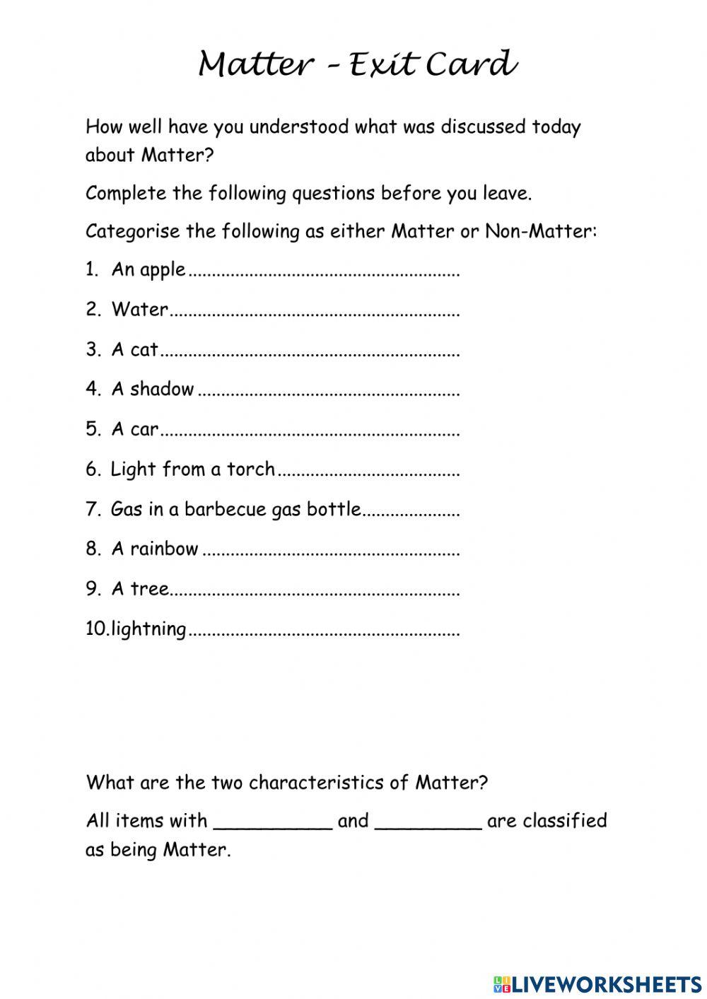 Properties of Matter