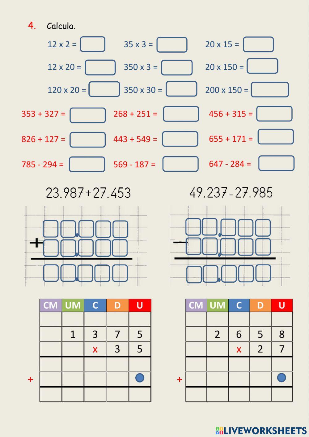 Repaso contenidos matemáticas 3º Febrero