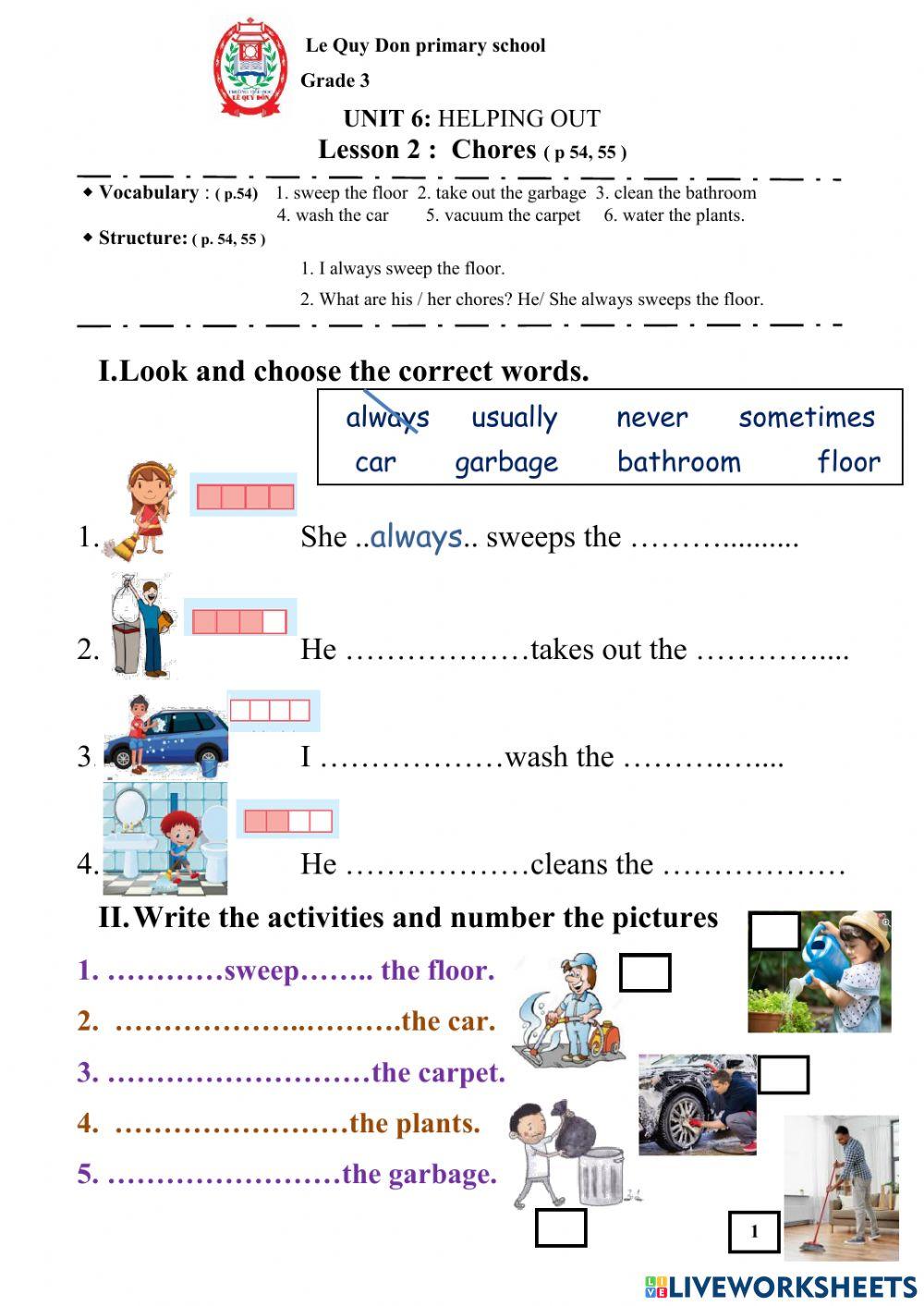 EU3- Unit 6- Lesson 2- Chores