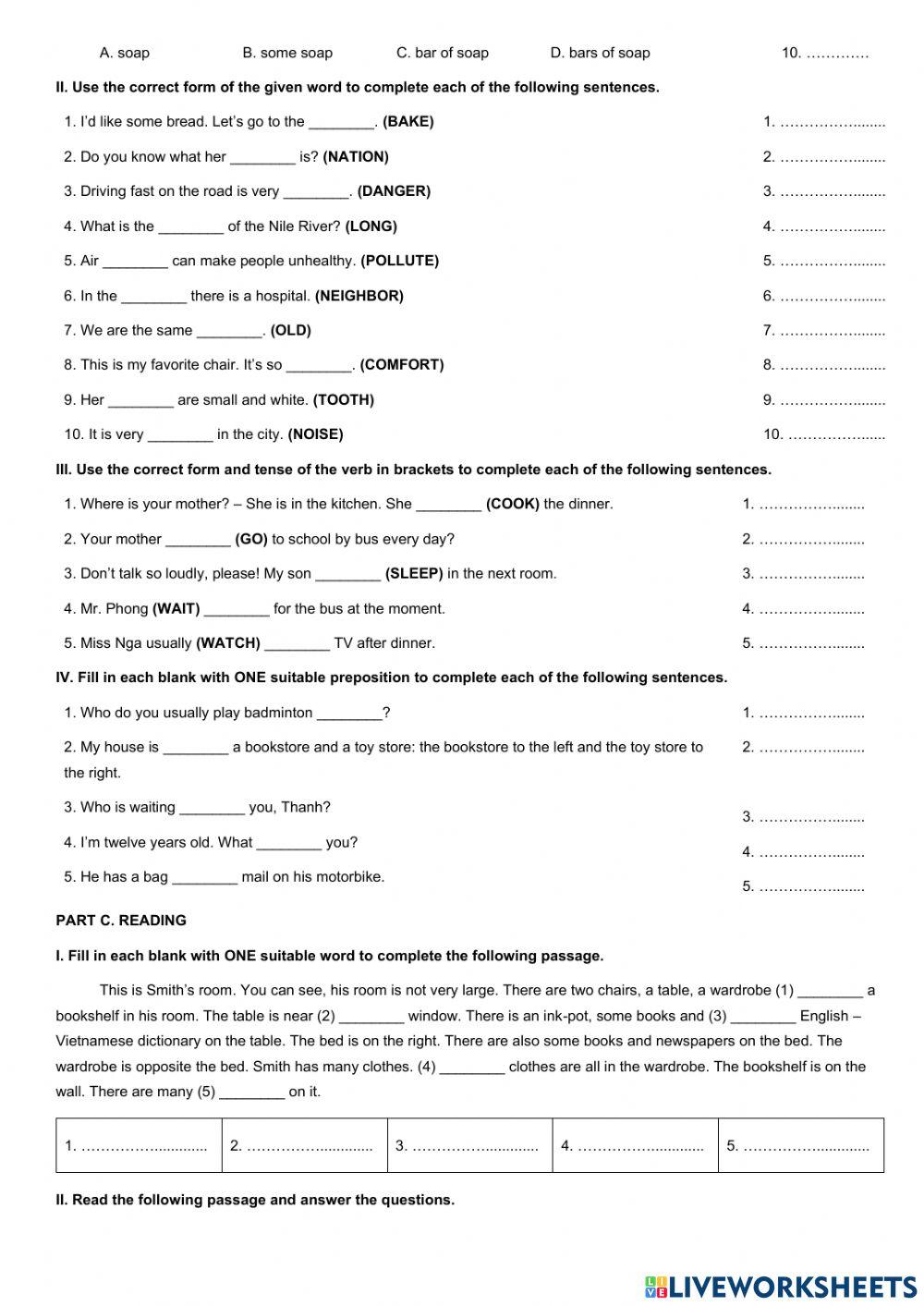 5CB Practice test 10