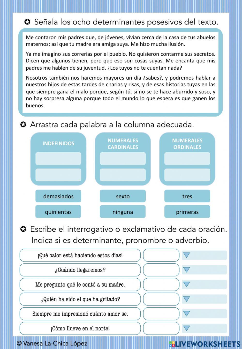 Determinantes y pronombres