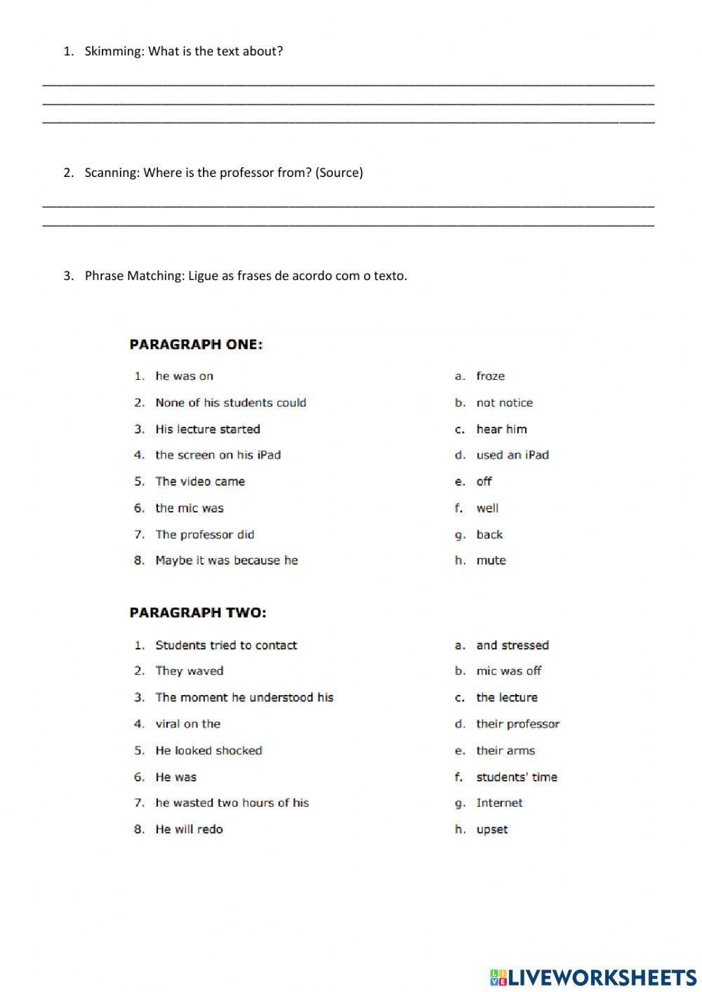 Linguagens - Técnicas de leitura - homework