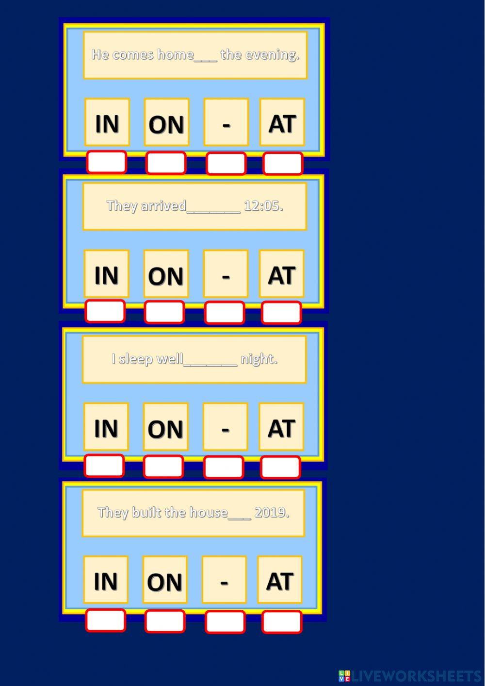 Prepositions of time
