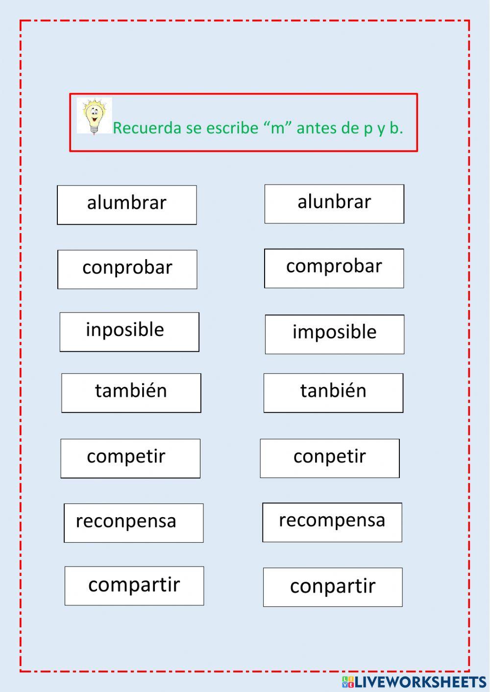 Ortografía m antes de p-b