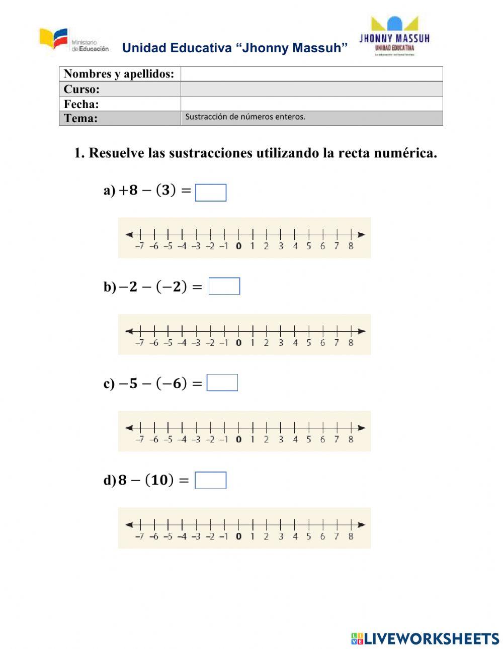 Sustracción de Números Enteros