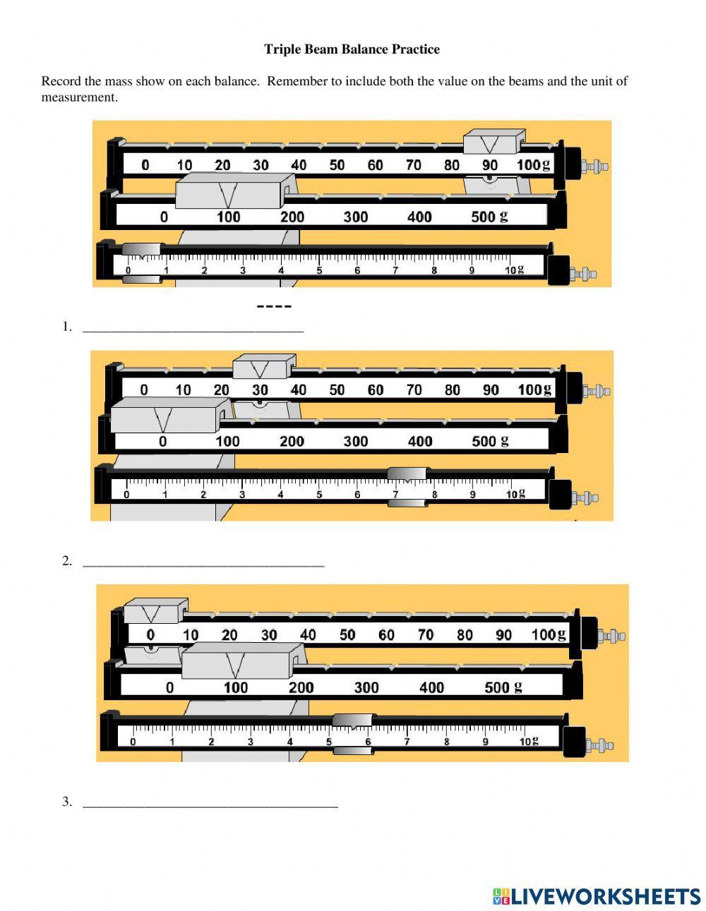 Triple beam balance worksheet | Live Worksheets triple-beam-balance-worksheet-live-worksheets