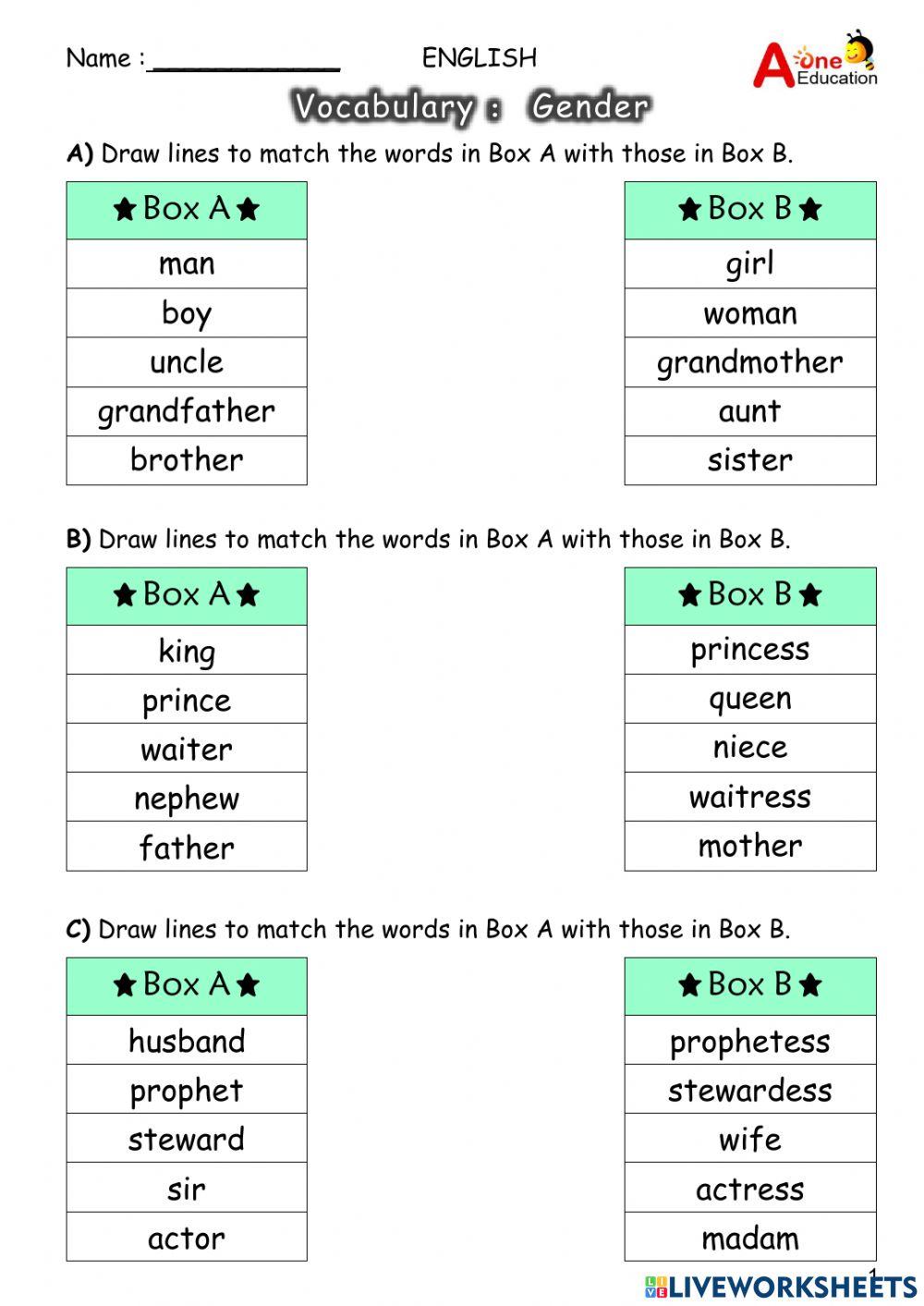 Vocabulary (Gender 2)