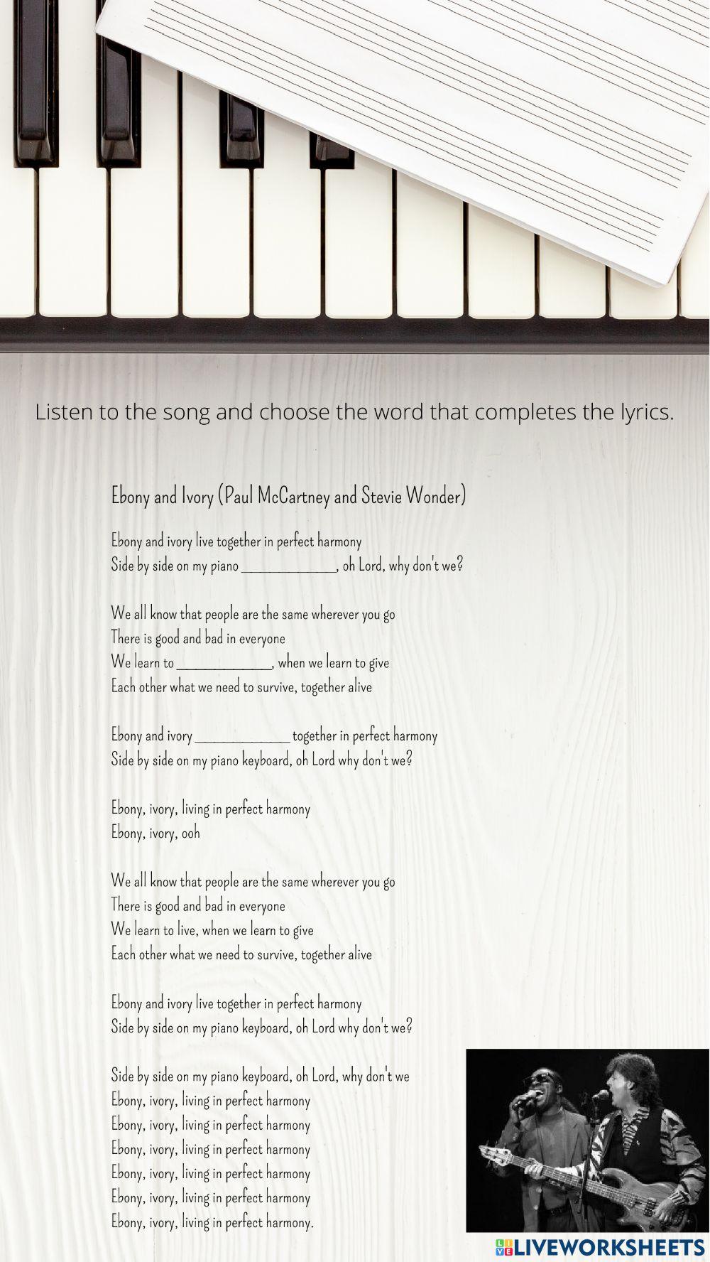 Ebony and Ivory - Paul McCartney and Stevie Wonder