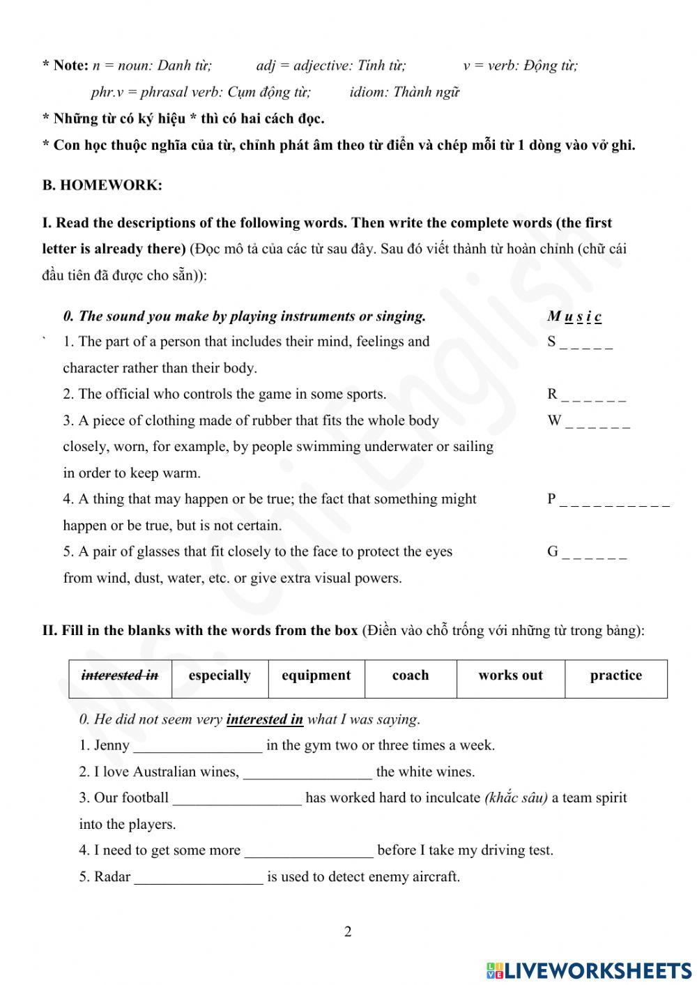 14.02.22 Gold A2- U7 Vocab 1