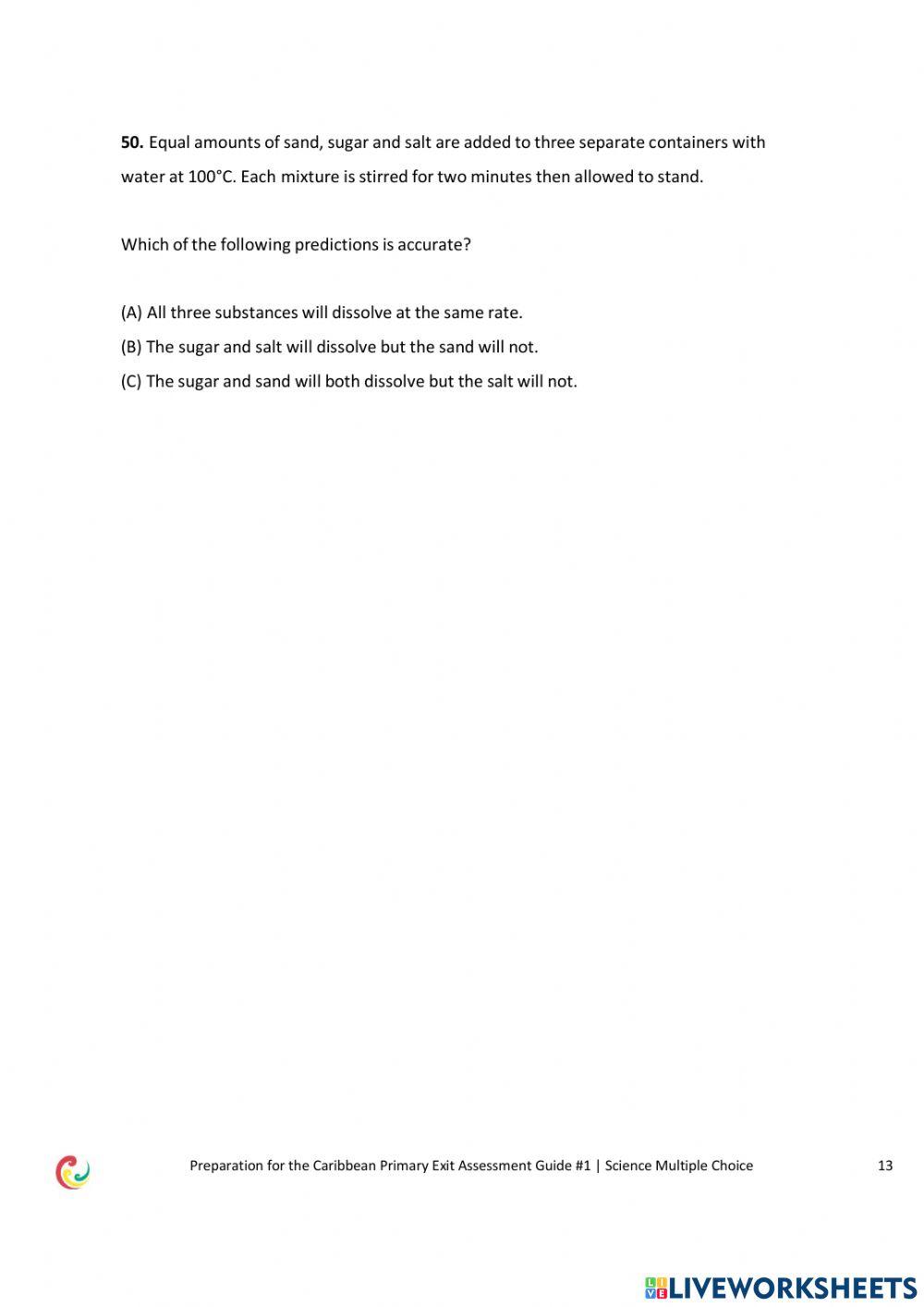 CPEA Science Multiple Choice Cont'd