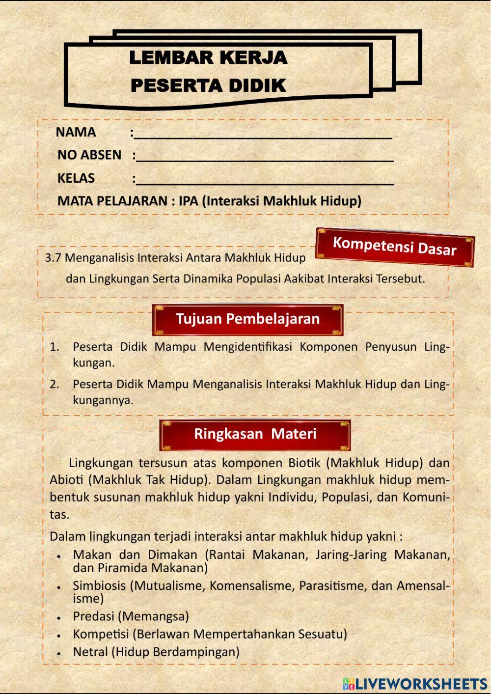 Interaksi Makhluk Hidup