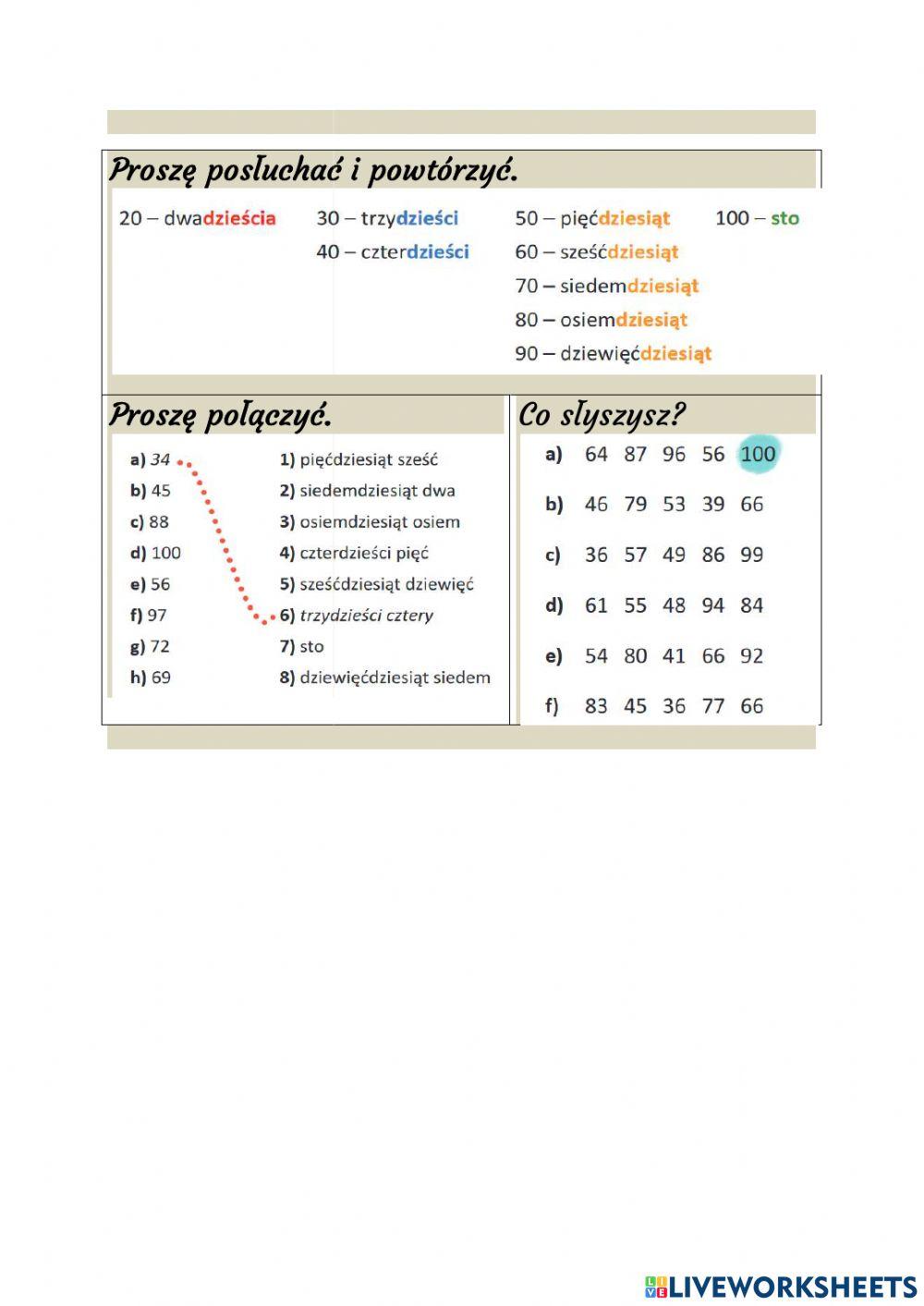 Liczebniki do 100
