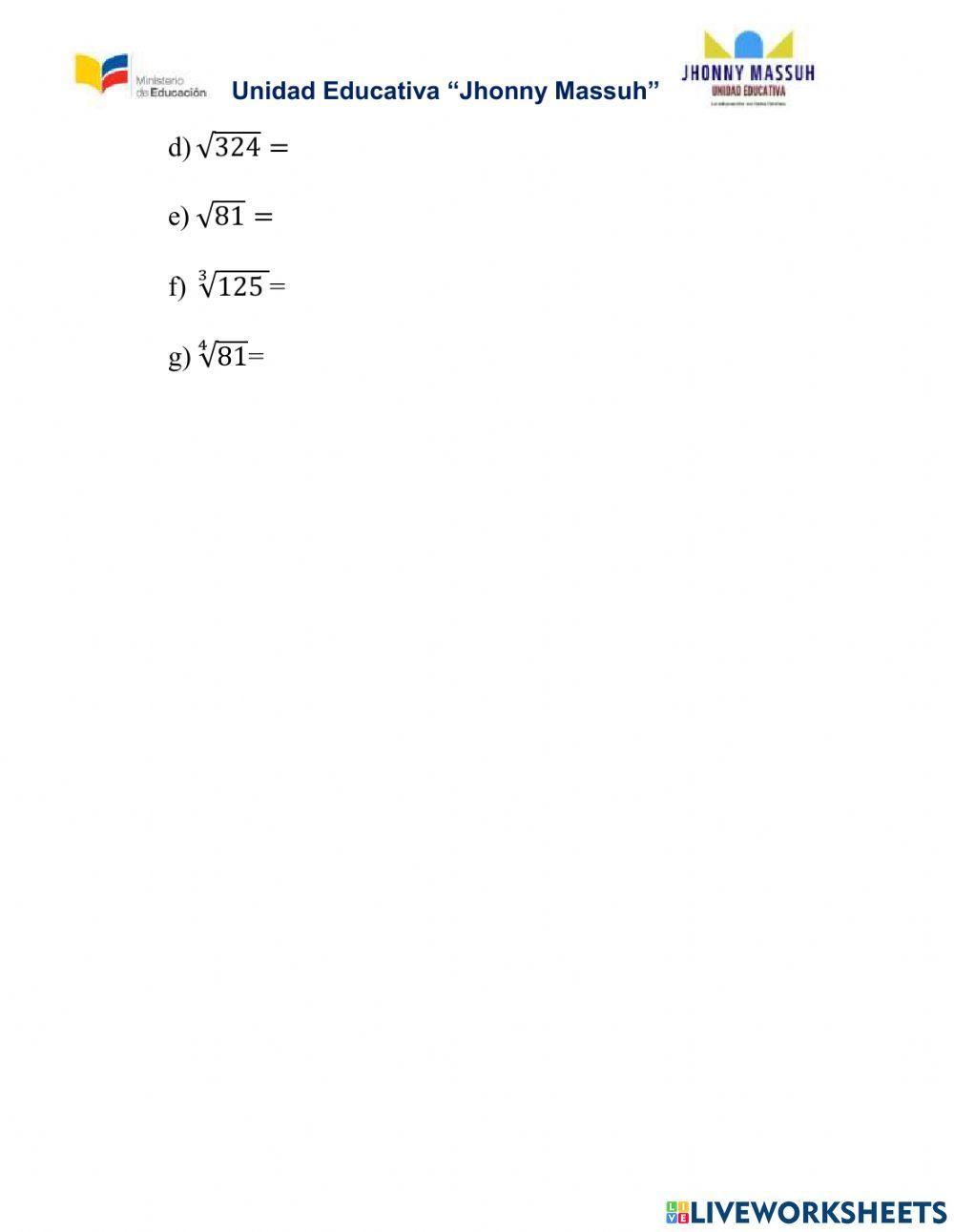 Radicación de números enteros