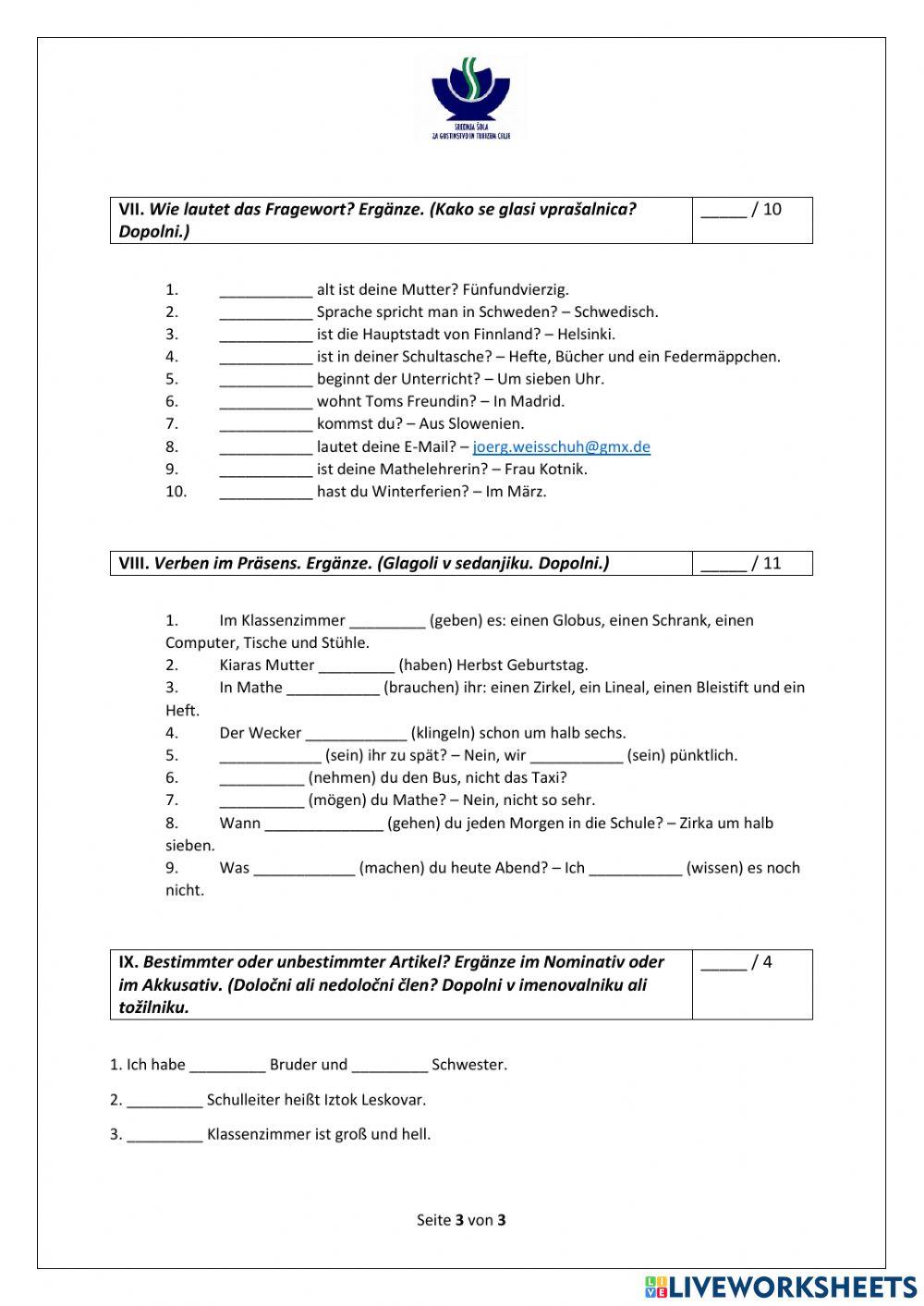 Vorberietung auf den Test - AS1 L1 L2 Februar 2022