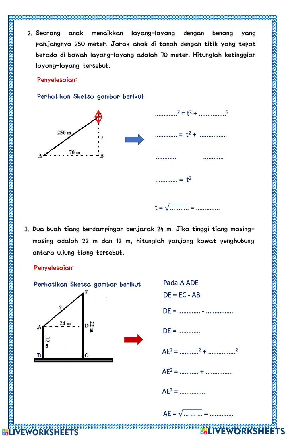 Menerapkan Teorema Pythagoras untuk Menyelesaikan Masalah