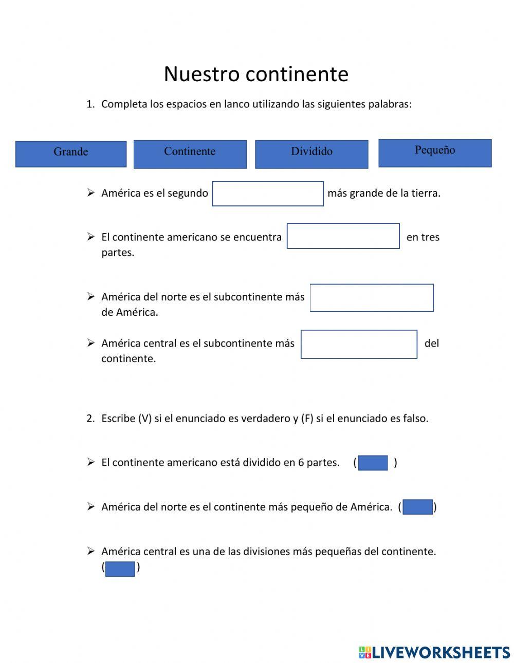 División del continente américano