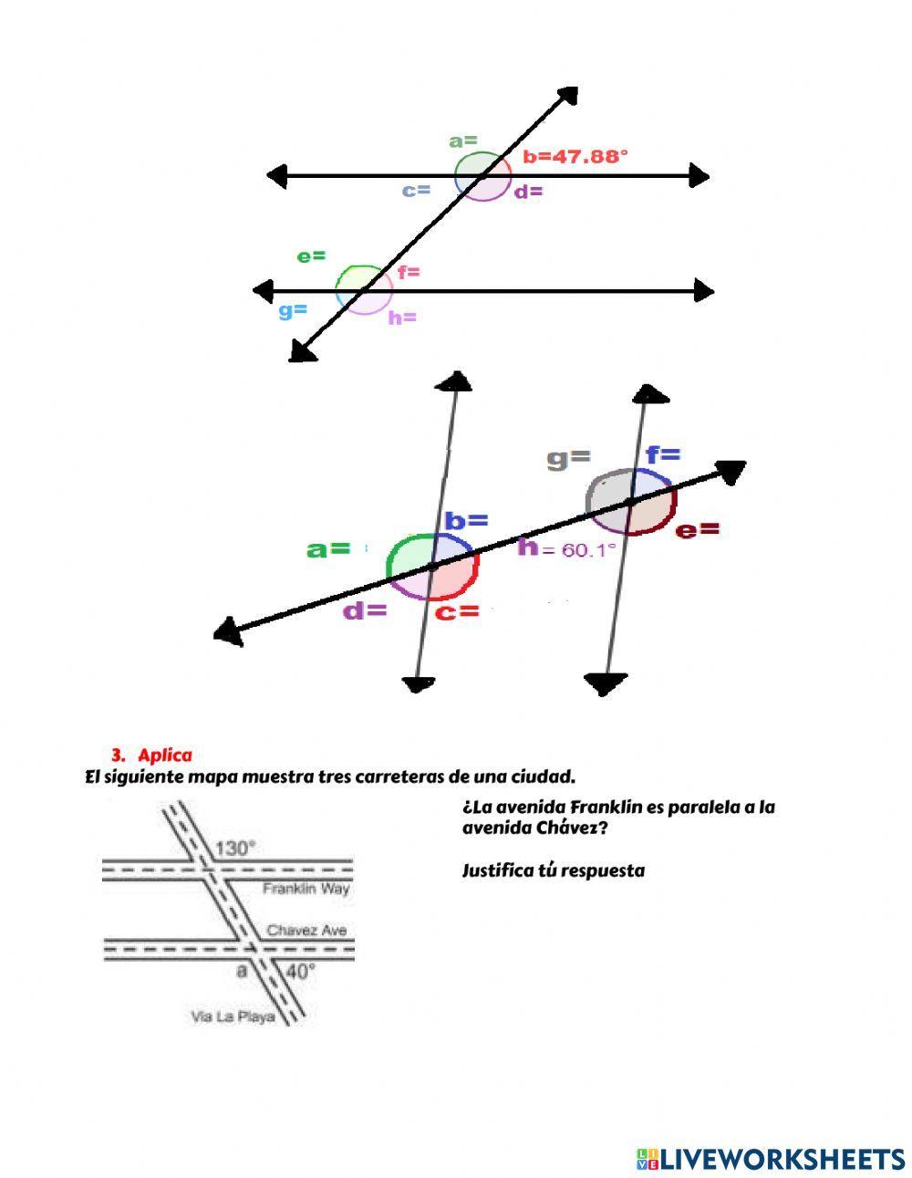 Ángulos entre paralelas y una secante