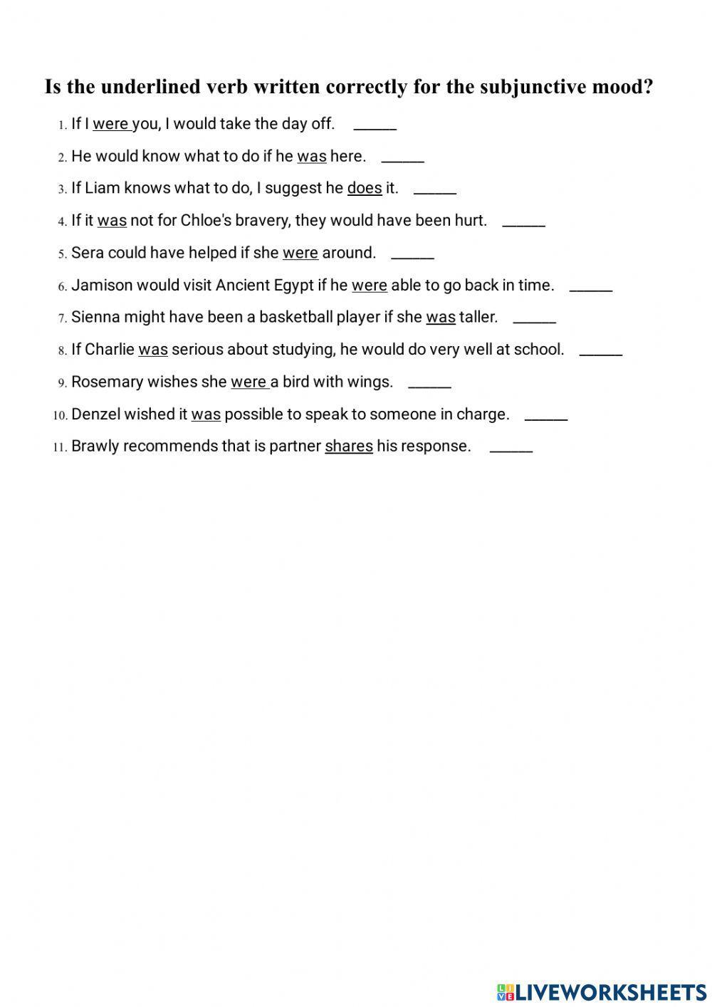 Subjunctive Mood Verbs