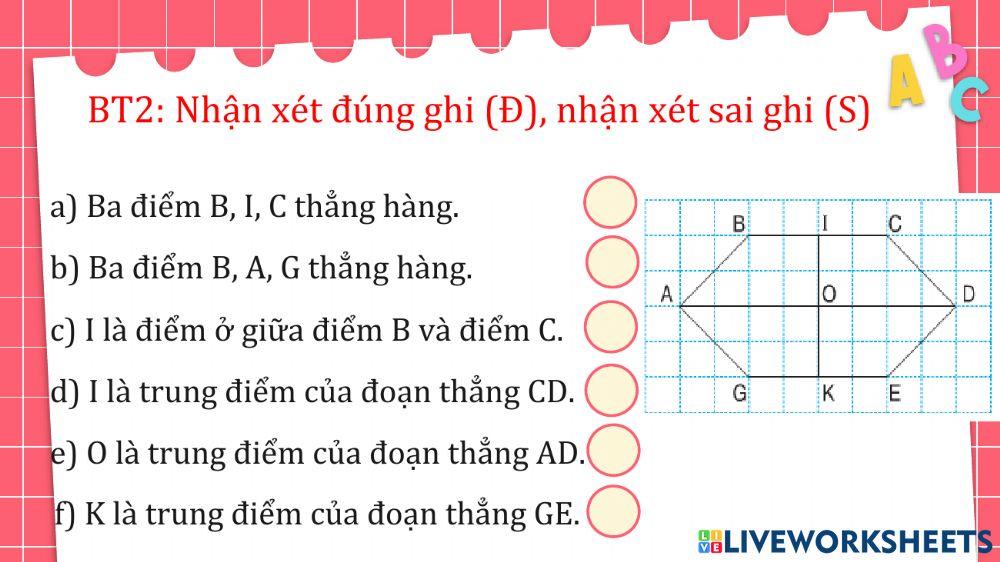 Điểm ở giữa. trung điểm của đoạn thẳng