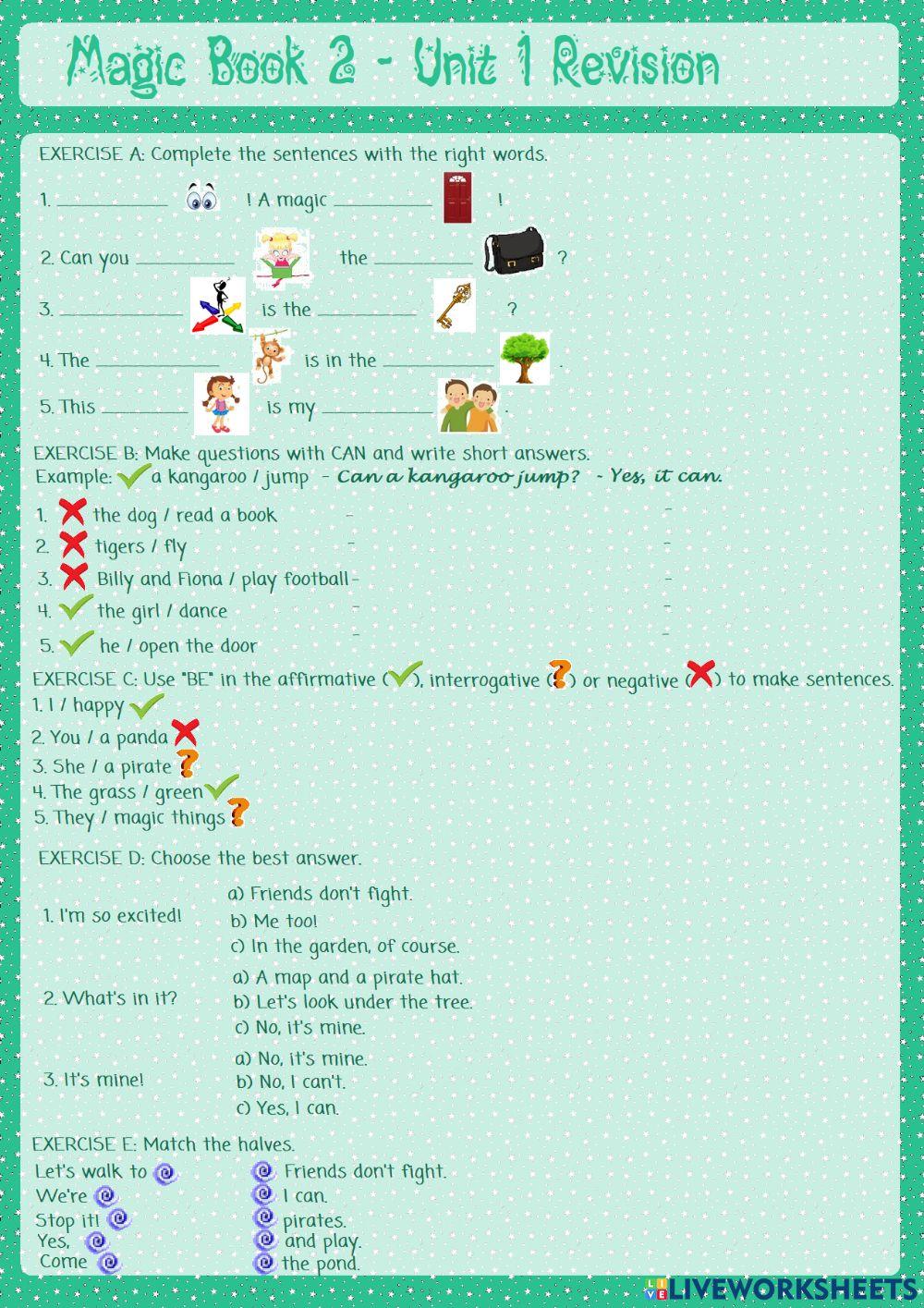 Magic Book 2 Unit 1 Revision Practice Test Magic Book 2 Unit 1 Revision Practice Test