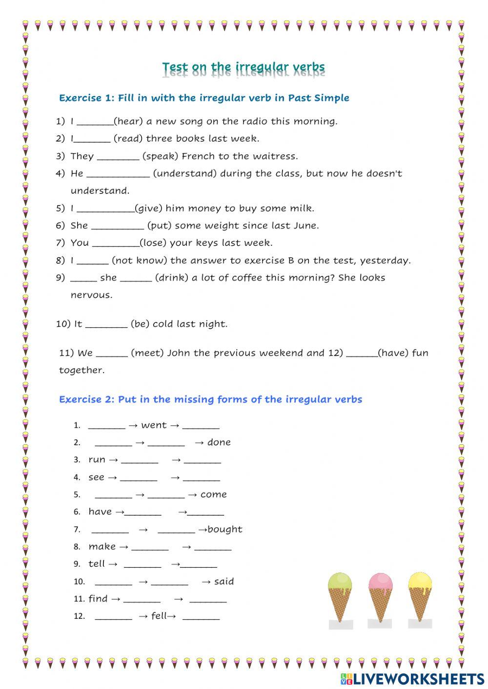 Test on the Irregular Verbs (B Senior)