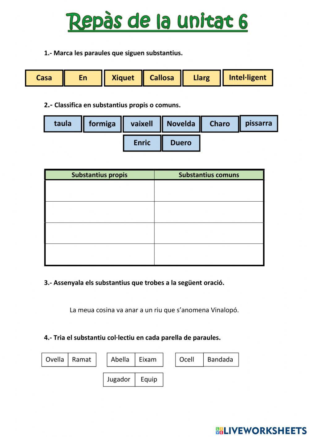 Repàs de substantius, majúscules i insectes
