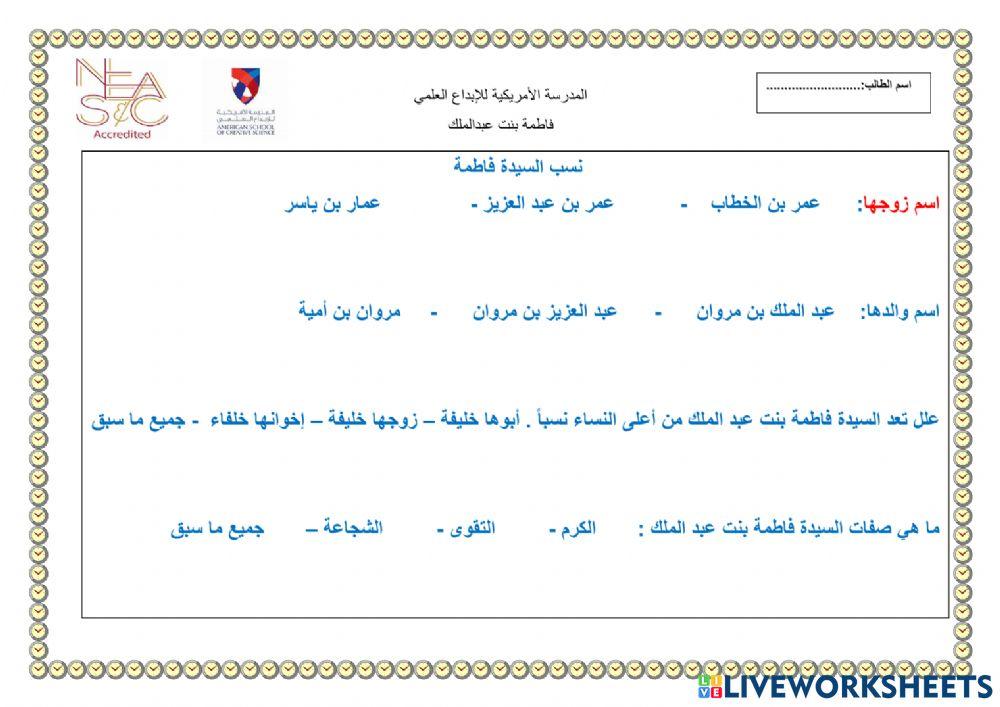 فاطمة بنت عبد الملك