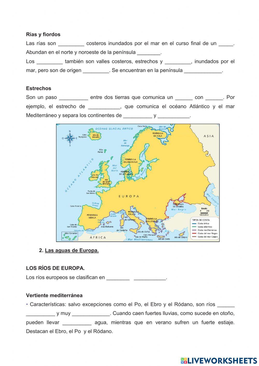 ¿Cómo es la costa y las aguas de Europa?
