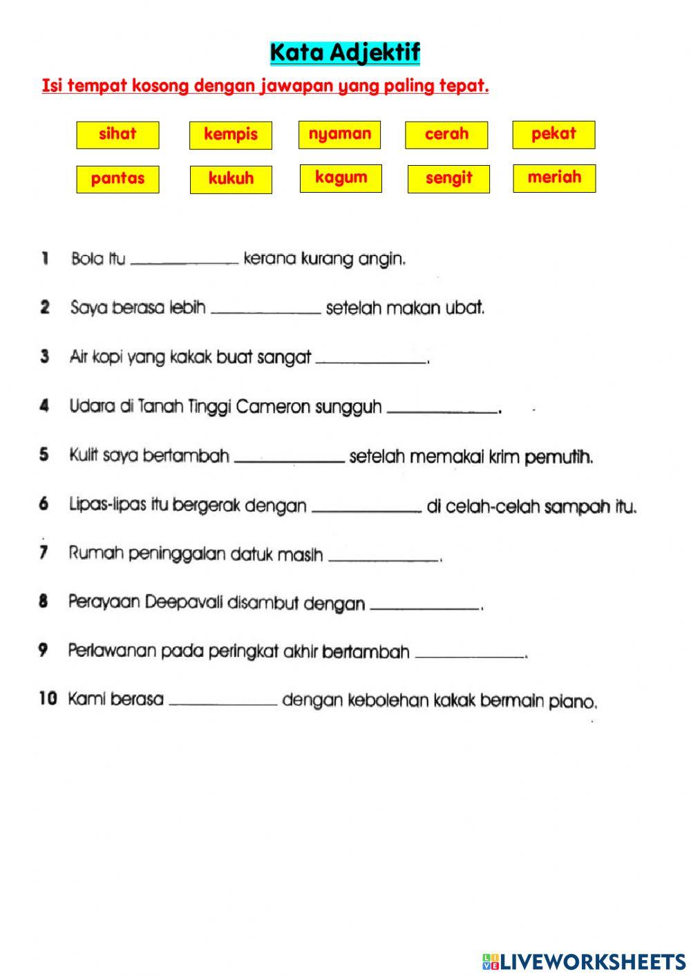 Kata Adjektif- Tahun 5