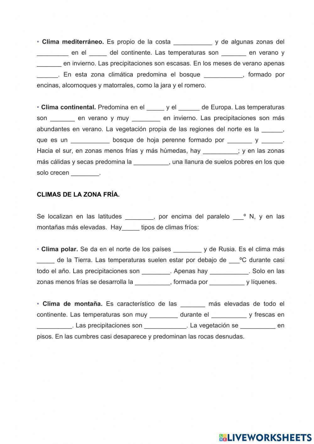 El clima y la vegetación de Europa