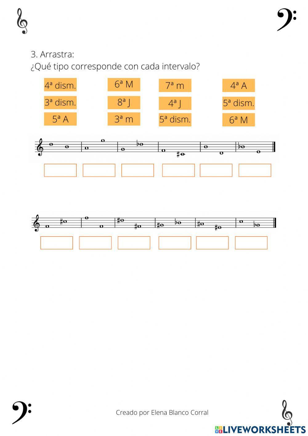 Ejercicios de acordes, tonalidades e intervalos musicales