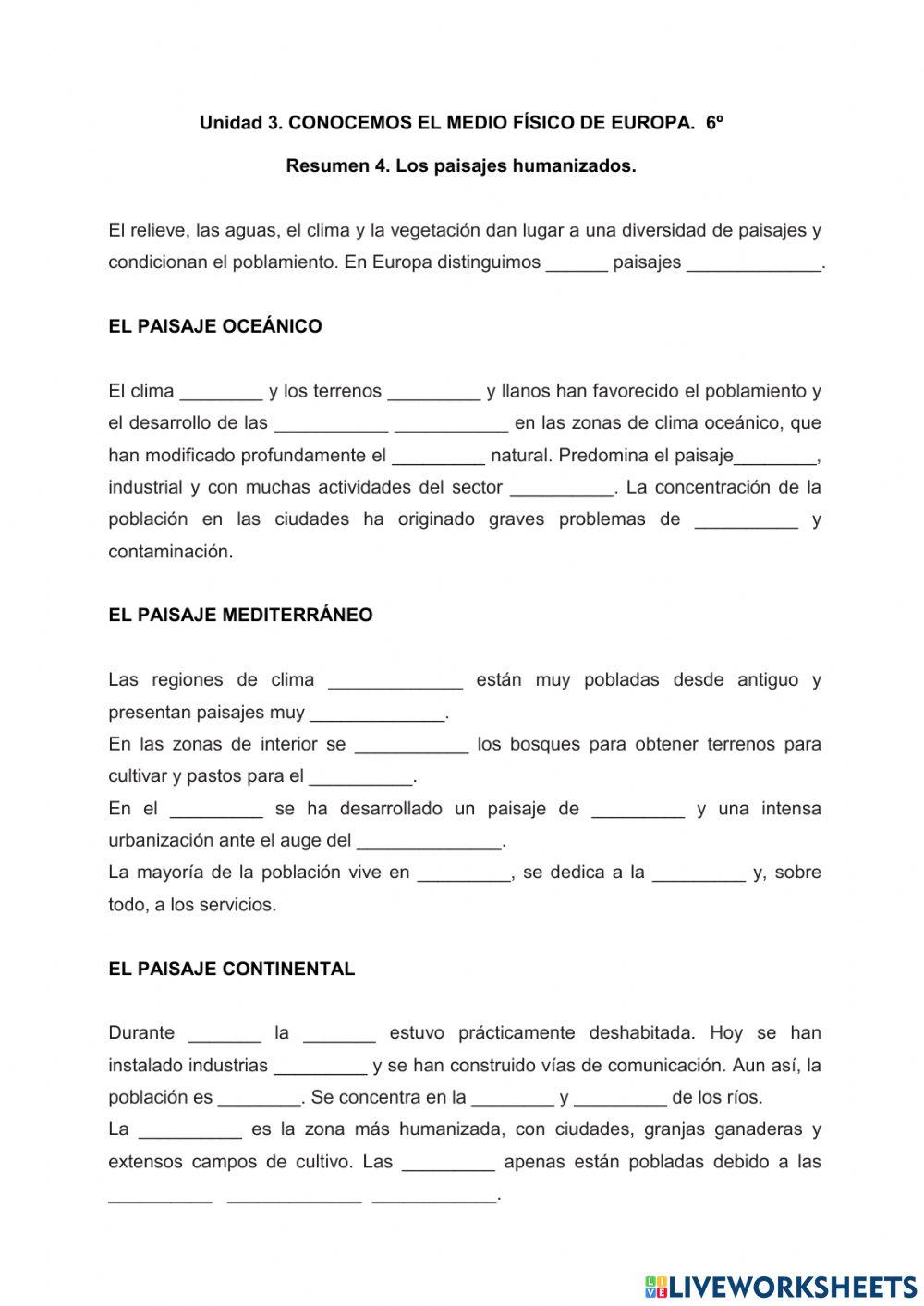 Los paisajes humanizados de Europa