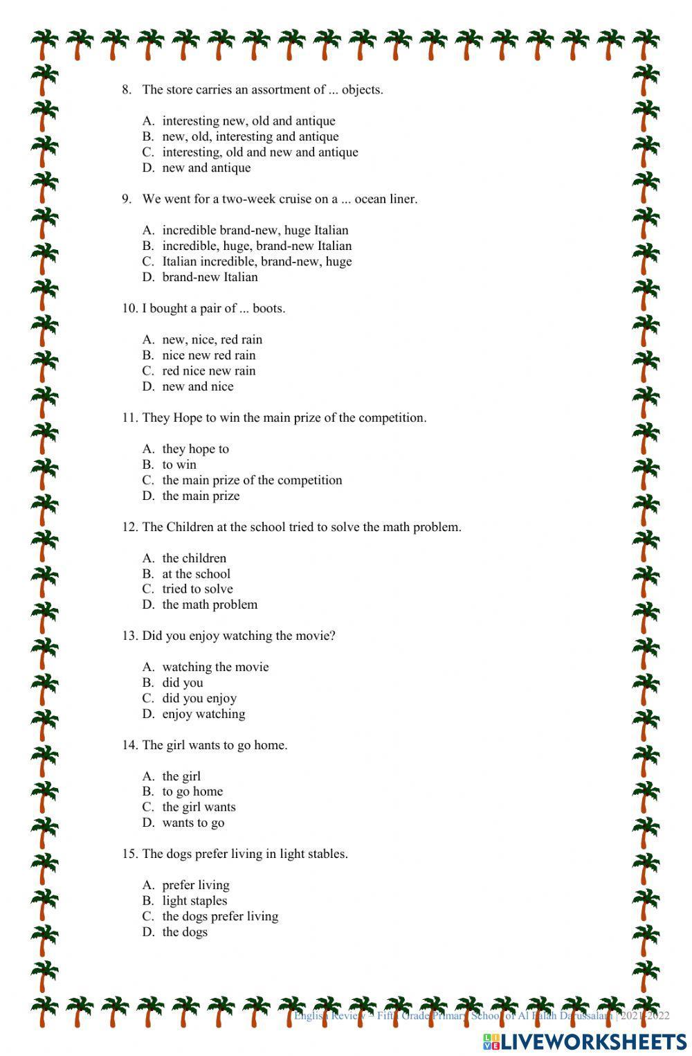 Adjective Order & Noun Phrase