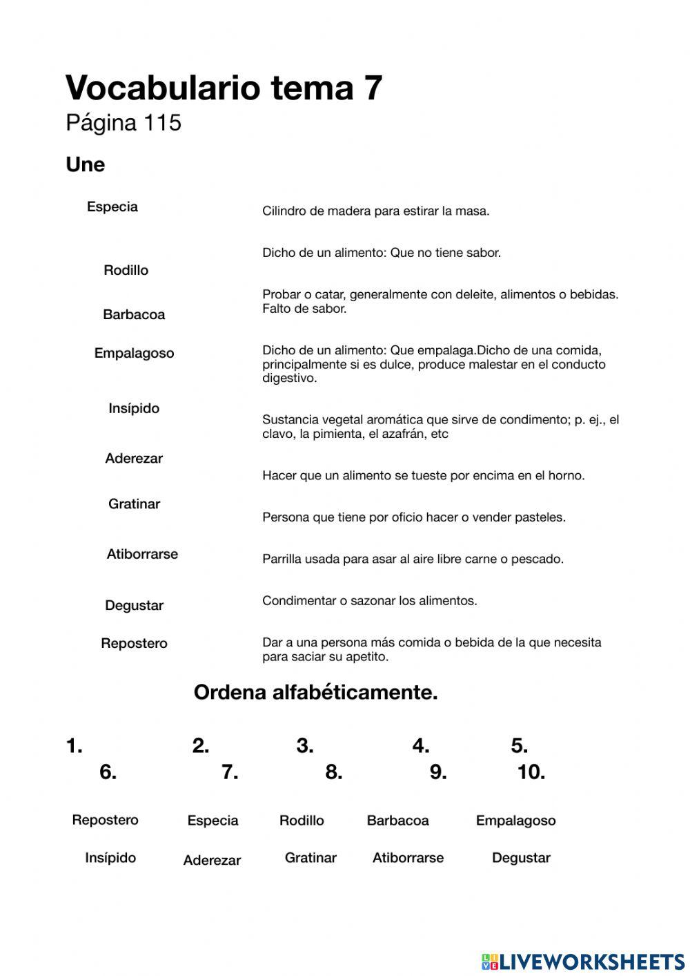 Vocabulario tema 7