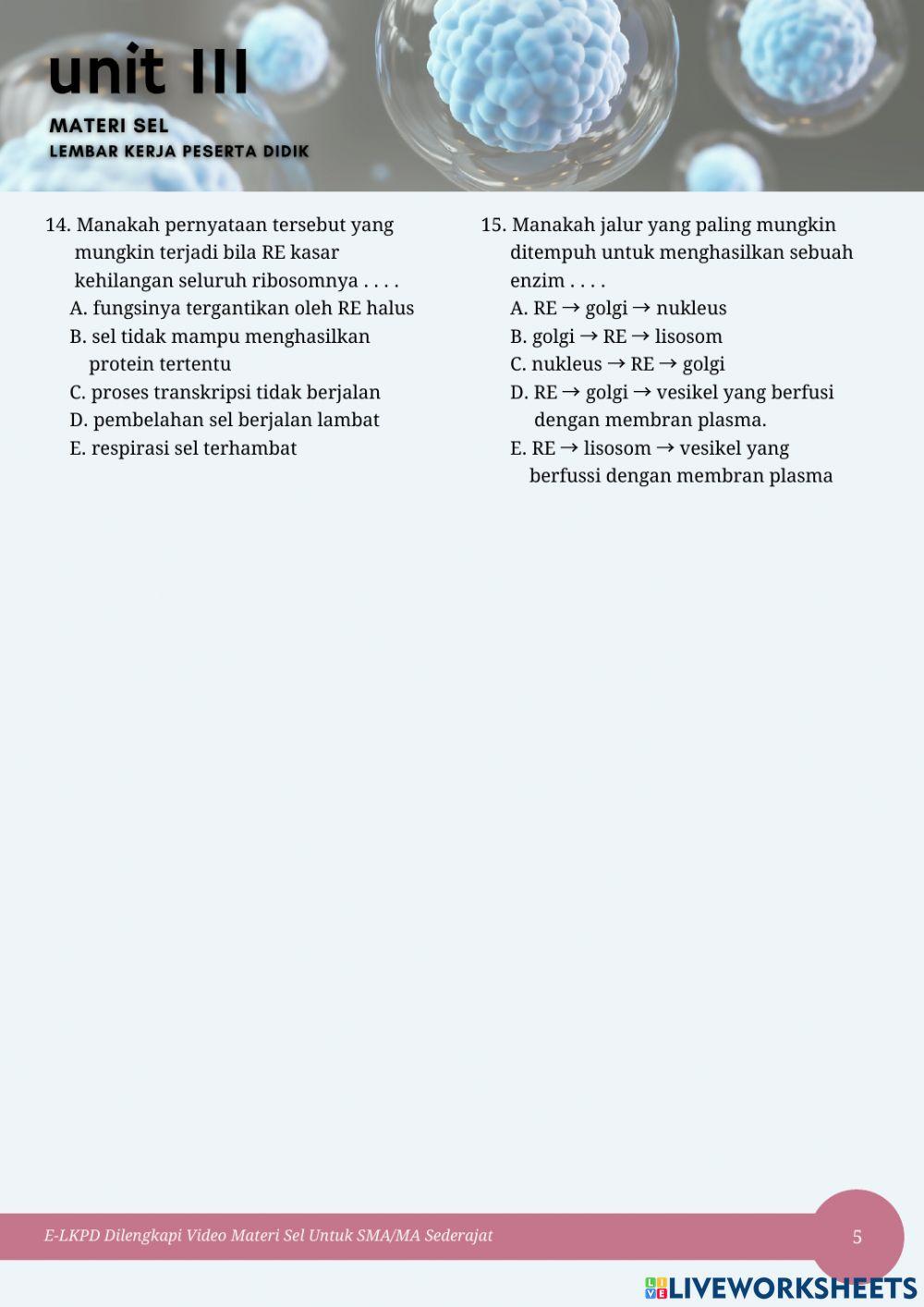 E-LKPD Materi Sel Unit 3