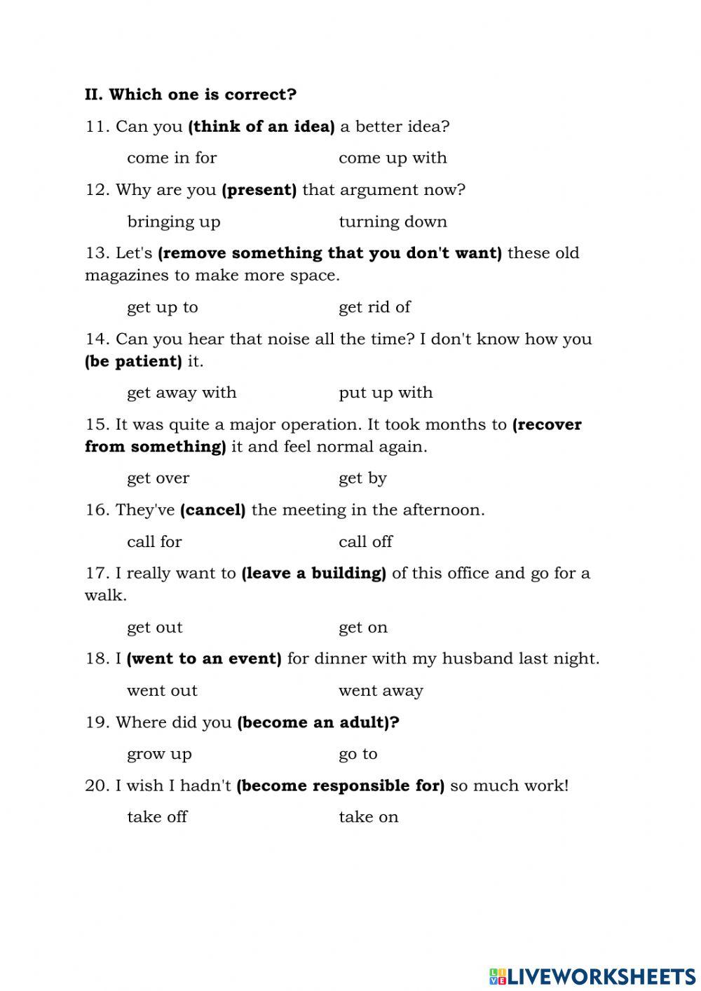 Phrasal verbs