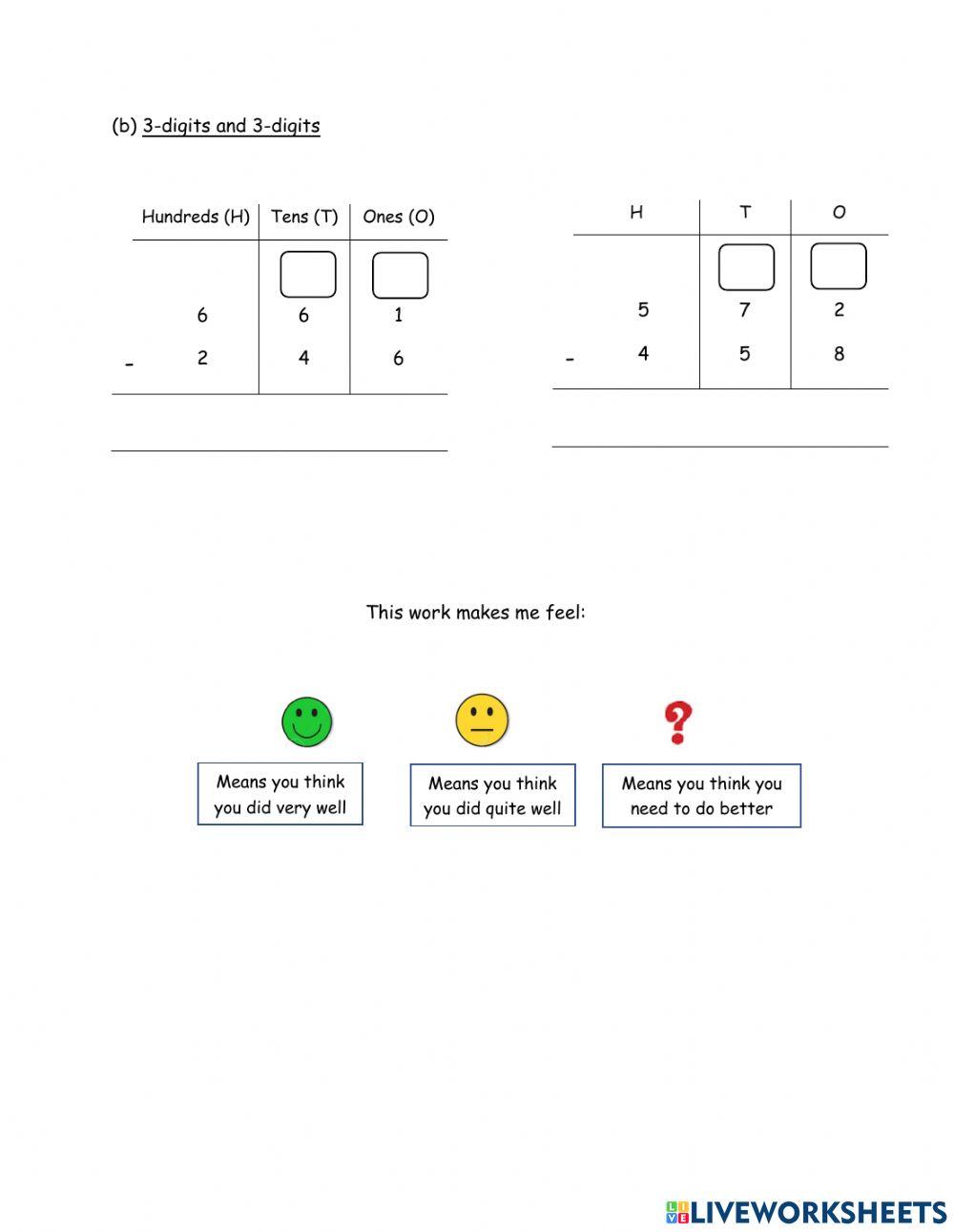 Subtraction with regrouping in tens and ones