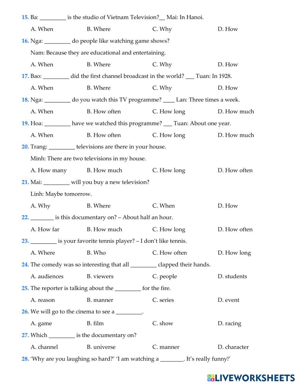 Question words- Conjunctions