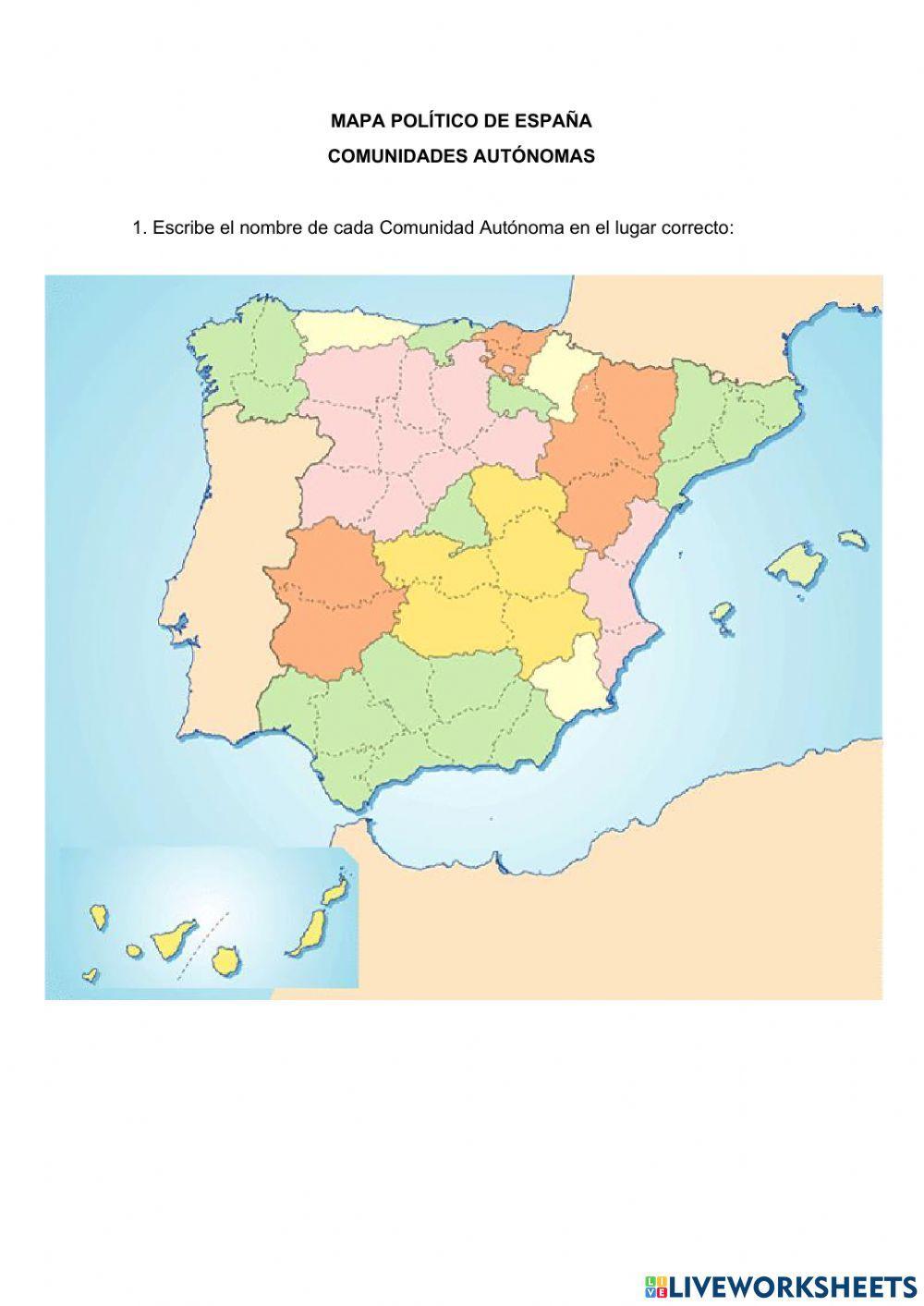 Mapa político de España mudo