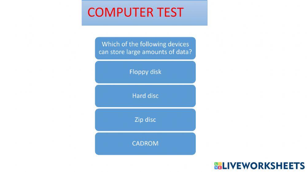 Computer test online exercise | Live Worksheets