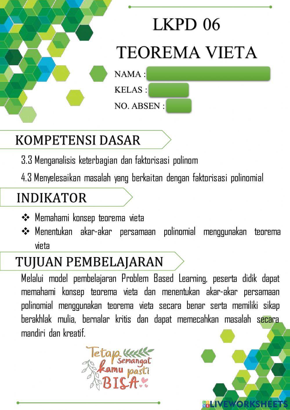 Lkpd 06 teorema vieta