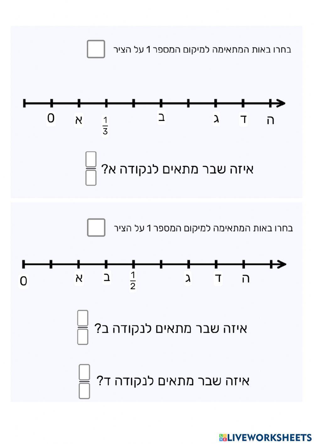 חזרה מבדק מחצית - כיתה ה- שברים