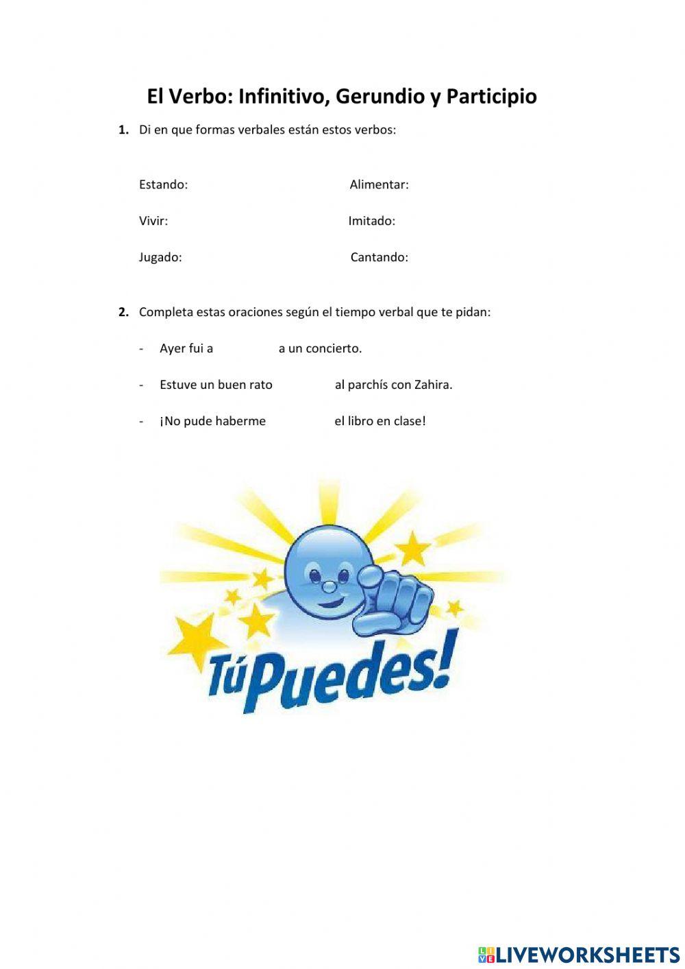 El Verbo - Infinitivo, Gerundio y Participio