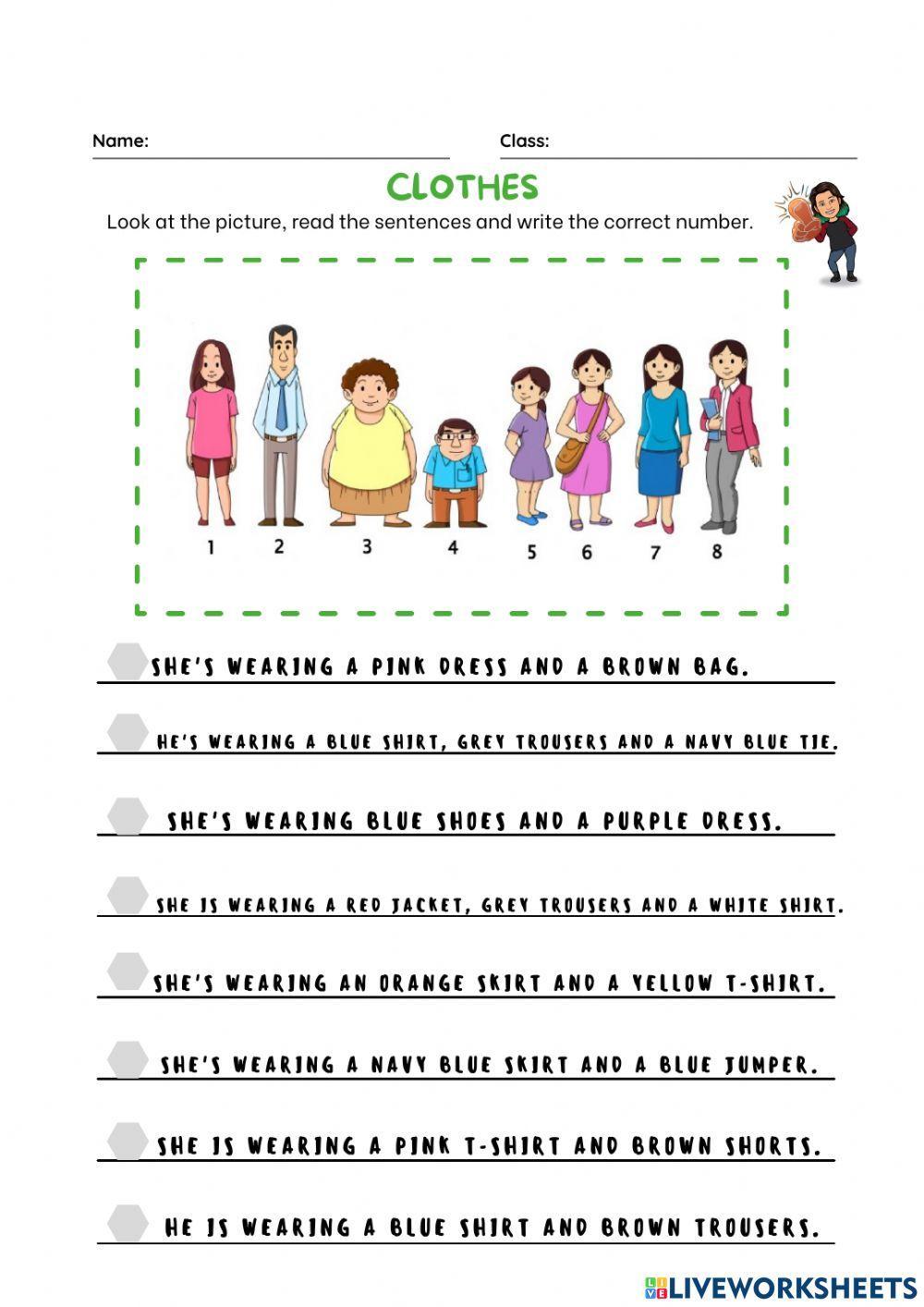 Clothes. Read and write the number