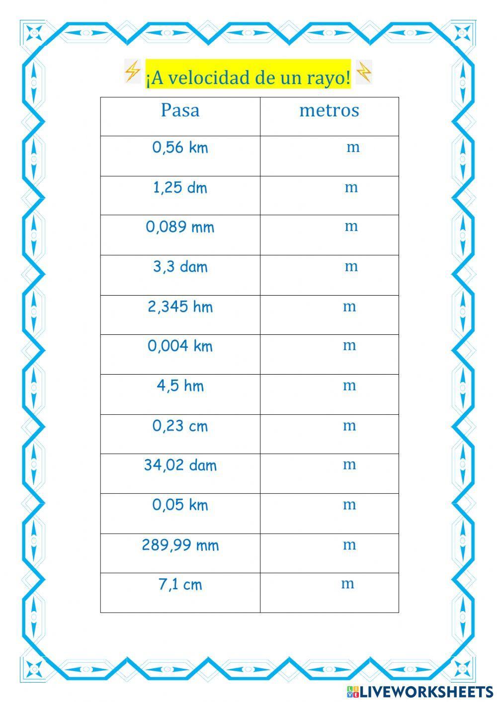 Cambio de unidades de longitud