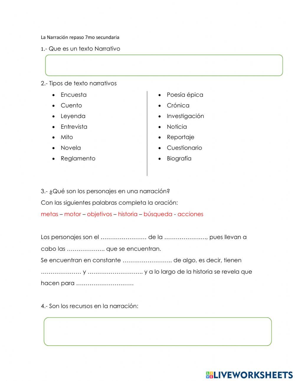 La narración y los tipos