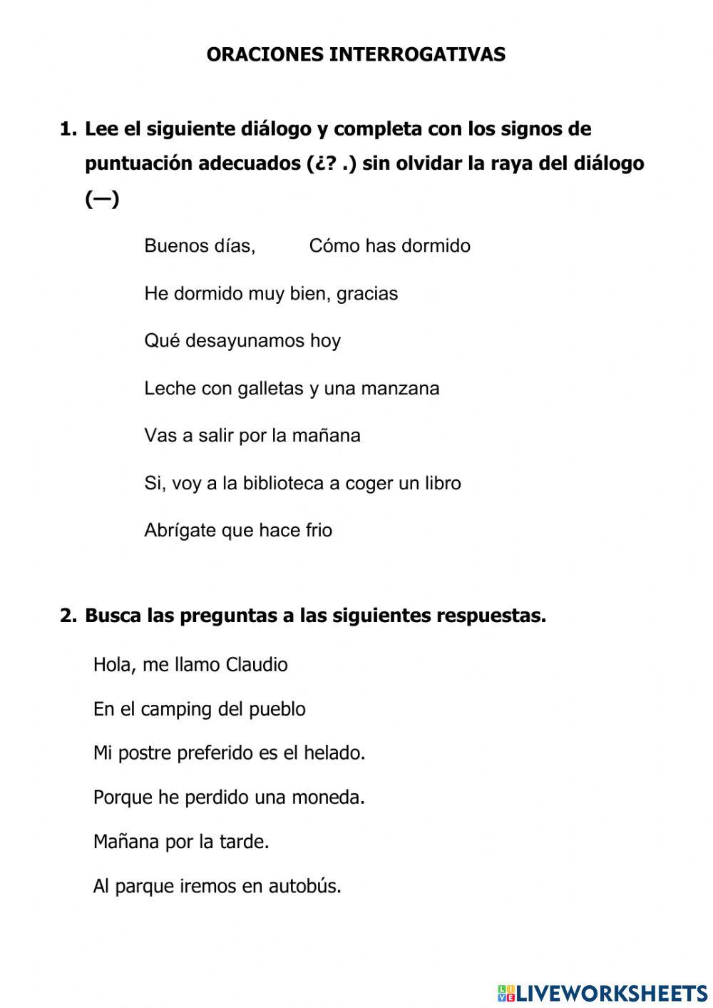 Oraciones interrogativas